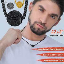 FaithHeart Stunning Cool Ball Pendant Necklace Men's Basketball Sports Accessory for Athlete