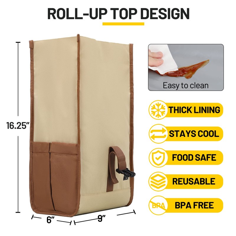 MIER Insulated Lunch Bag Roll Top Lunchbox for Women Men
