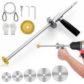 Inside Pipe Cutter for Pvc Pipe with Handle and Diamond Grit Cutting Wheel, Pvc Cutter Tool for Drill, 7 inch Adjustable Cutting Depth Gauge Guide with 1/4" Hex Shank