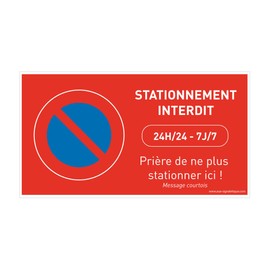 AUA SIGNALETIQUE - Lot de 4 Planches de 10 Autocollants - Stationnement Interdit - Vitre Voiture -95x50 mm - Autocollant Normal - Message Courtois