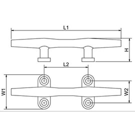 MarineNow Marine Heavy Duty Hollow Base Cleat 316 Stainless Steel Herrishoff Style (6", 06-Pack)