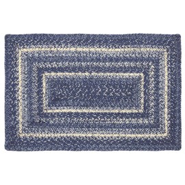 VHC Brands Great Falls Blue Rug with PVC Pad, Jute Blend, Rectangle, Blue White, 20x30 inches
