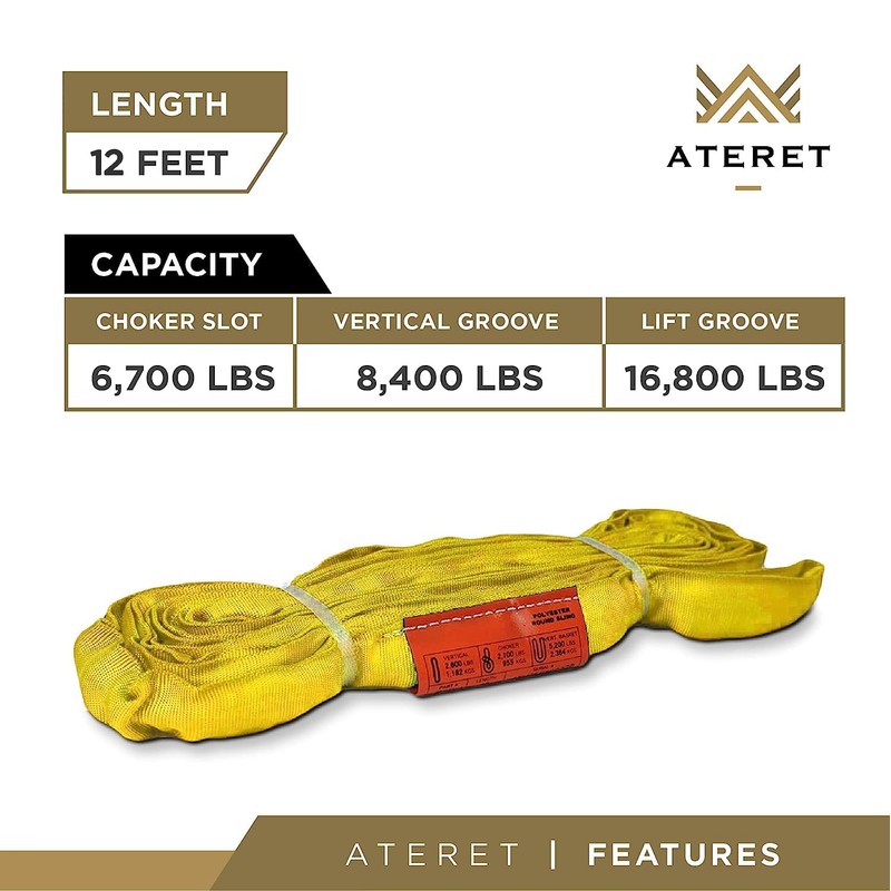 ATERET ATERET Powerlift Yellow Polyester Endless Round Sling - 12