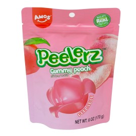 Amos Peelerz Fruit Gummy Candy, Peach Flavor, Peelable and Sweet, 6 oz Peg Ba...