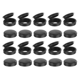 sourcing map 50Pcs Screw Caps, 5.3mm/0.21" ID Screw Snap Covers Washer Flip, PVC Hinged Screw Cover Caps for Covering Screw Heads(Black)
