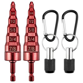 LYNCSEDAR 2PCS 6-in-1 Copper Tube Expander, Red Swaging Tool HVAC with Drill Bit Holder, Swage Tool Flaring for 1/4", 3/8", 1/2'', 5/8", 3/4", and 7/8" Pipe, Swedge Tools for Air Conditioning Repair