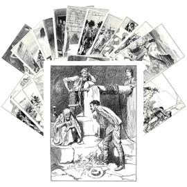 Postcard Set 24pcs Benita Vintage Adventure Book Engraving Illustration by Gordon Browne