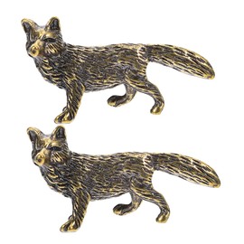 Cabilock 2pcs Retro Little Fox Ornament Desktop Decor Fall Decor for Kitchen Decorations for Home Fox Animal Decorations Garden Fox Ornament Fox Figurine Small Fox Statue Light Brown Brass