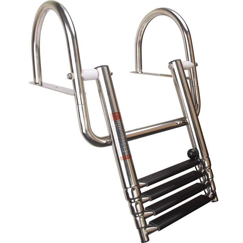 Mojiate 4-Step Stainless Steel Pontoon Boat Ladder - Foldable Telescoping