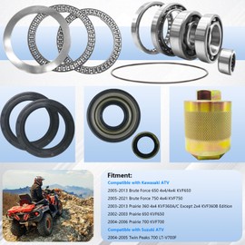 BIGLKNM Front Differential Bearing Seal Kit & O-Ring & Pinion Nut Tool for Suzuki Twin Peaks 700, Brute Force 650 750 4x4/4x4i Prairie 360 Prairie 650 KVF650 Prairie 700 KVF700 (14pcs)