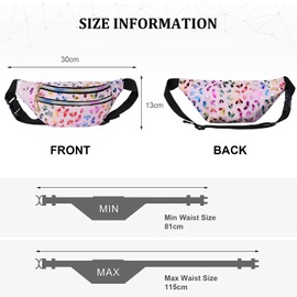 Holographic Fanny Pack for Women, Fashion Water Resistant Waist Bag, with Adjustable Belt & Multi-Pockets, Sport Casual Waist Pack for Travel, Hiking, Party, Daily Use (Pink)