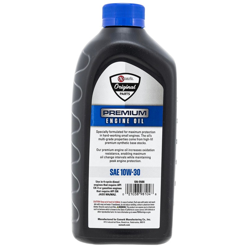 Exmark 135-2566 Engine Oil 10W-30 Full Synthetic Quart Bottle 2