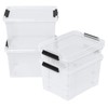 Morcte 4-Pack Clear Plastic Storage Box with Lid and Wheel,