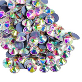 BEADSLAND - Vidriantes termoadhesivos de cristal con parte trasera plana, 2,880 piezas, para decoración de bricolaje, ropa y manualidades, AB cristal, SS8, 2.3-2.5 mm