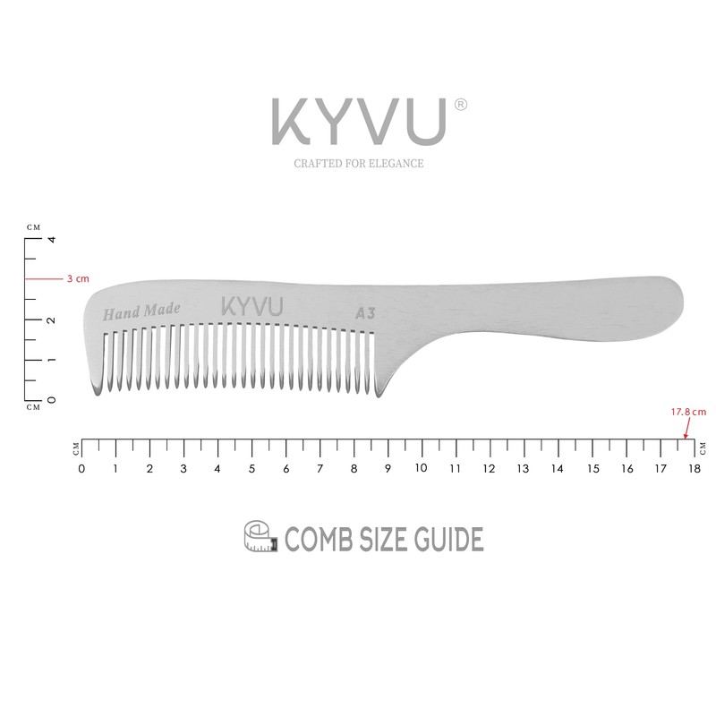 KYVU A3 Handmade 17.8 cm Coarse-Tooth Aluminium Comb with Handle