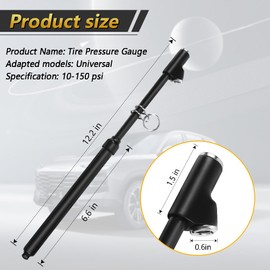 Dual Head Tire Pressure Gauge, Heavy Duty Pen Air Gauge Tire Pressure, Black Auto Service Gauge with Two Side Aluminum Scale Plate Range 10-150PSI, for Car Truck Semi RV Van（1 Pack）- Tiosamd