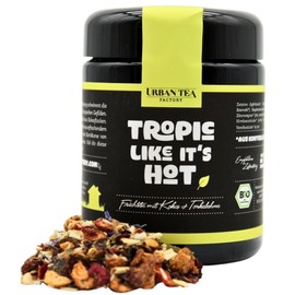 Urban Tea Factory | Bio Teemischung | Tropic Like It's Hot | Bio Früchtetee mit Himbeer & Tonkabohne im Violettglas | 65g | loser Premium Bio-Tee | 100% natürlich | vegan