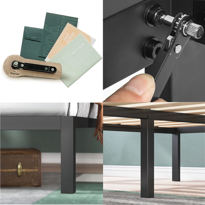 ZINUS Korey Metal Platform Bed Frame with Upholstered Headboard /