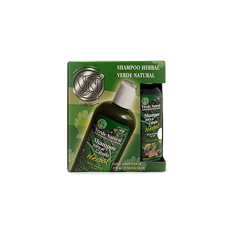 VERDE NATURAL - Shampoo Herbal Anti Caída - 3 botellas