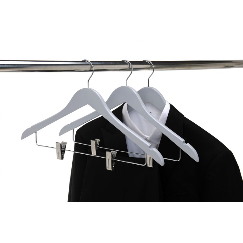 Quality Wooden Skirt Hangers with Clips, 20-Pack Smooth Solid Wood