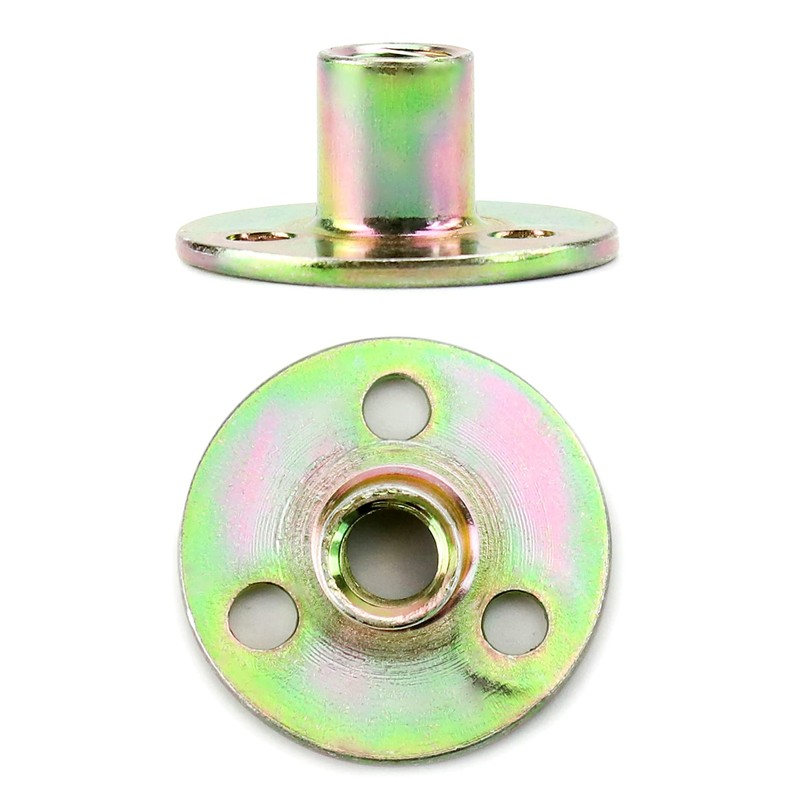QWORK 3/8"-16 Iron Plate Nut, 12-Piece Set T-nut with Round