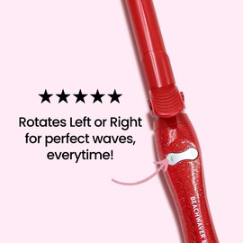 The Beachwaver Co. Beachwaver B1 Rotating Curling Iron - Red Glitter | Automatic 1 Inch Ceramic Curling Iron | Auto-Shut Off, Travel-Friendly, Dual Voltage | B-Series (BW16H3)