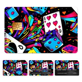 Peacoblue Bank Card Sticker Dice and Cards Credit Debit Card Custom Skin Cover Protector, 4 Styles Waterproof Scratch-Proof and Aesthetic Decal for Most Popular EBT Transportation Key Card