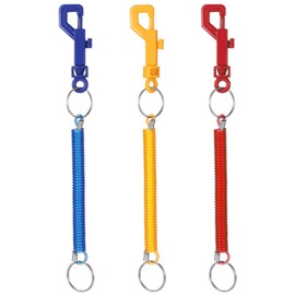 3 Pack Spiral Keyrings Stretchy Elastic Keychain with Plastic Clips Spiral Spring Key Holder Anti Theft Keychain for Keys ID Travel Cards Belt Wallet Backpack, Assorted Colors (Red, Yellow, Blue)