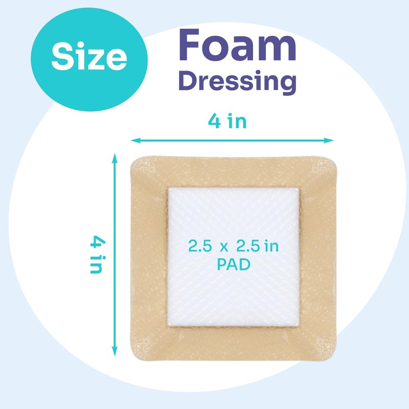 Conkote Silicone Wound Bandages, Adhesive Foam Dressings 4'' X 4'',