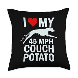 I Love My 45 MPH Couch Potato English Greyhound Racing Dog Throw Pillow