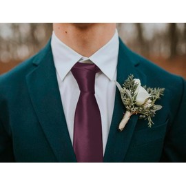 Mantieqingway Ties for Men Formal Polyester Silk Tie Corbatas 3.15'' Solid Satin Necktie for Wedding Party Grooms (Purple Red)