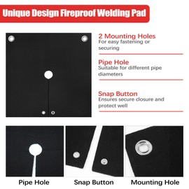 1/5"(5mm) Welding Blanket Fireproof, 2 Pack 12'' x 12'' Heat Shield Welding Pad, Brazing Heat Shield for Torch, Brazing Blanket for Pipe Soldering, Flame Resistant Brazing Mat for Plumbing, HVAC