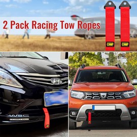 Pack of 2 Car Bumper Tow Loop, High-Strength Nylon Tow Rope, Racing Tow Strap, Multifunctional Traction Rope, Pull Rope High Strength for Vehicle Front and Rear Bumper