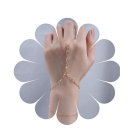 Cimenexe Bohemian Crystal Finger Bracelet Multilayer Slave Bracelet Gold CZ Paved Ring Beach Ring Hand Chain Bracelet Jewelry for Women Girls Gifts