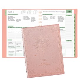 2025 Planner - Business Planner, 3-Tier Schedule Planner Notepad, JAN 2025 - DEC 2025 Appointment Book, 8.74" x 11.38", 60 Minutes Intervals + Monthly Tabs + Leather Cover + Pocket - Rose Golden
