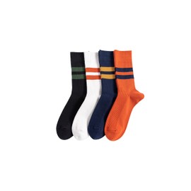 Tutucolor 4 Pairs Men Striped colouful Crew Socks - Retro Athletic Casual Cotton Socks - Novelty Socks For Men