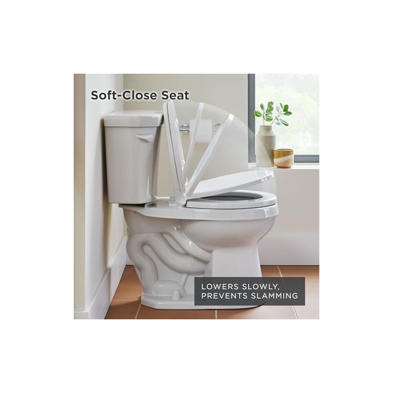 Gerber Round Front Toilet Seat with Cover, Soft Close, No