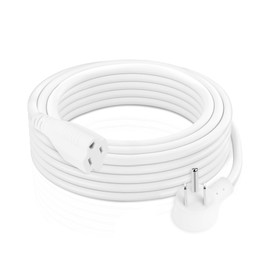 Cioreznt White Flat Extension Cord 6.6FT, Accepts 2- or 3-Prong Device Plugs, Three Prong Extension Cord Indoor 16Awg/1625Watt/13Am