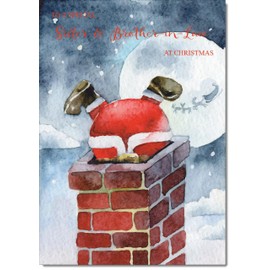 doodlecards Sister and Brother in Law Christmas Card Santa Chimney Large A4 Size Christmas Card for Sister & Brother-in-Law with Plain Envelope