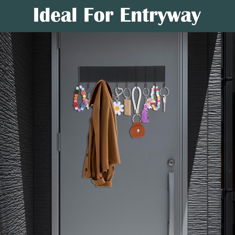 6 Pcs Magnetic Key Holder for Fridge with 10 Hooks,