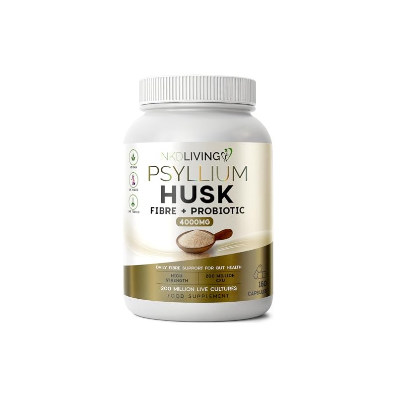 NKD Living Psyllium Husk Fibre Capsules with Probiotic (150 Capsules)