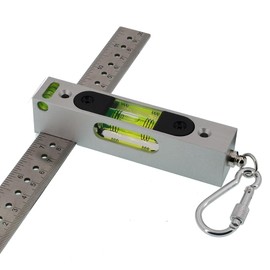 Equipped with Double-Sided Calipers, Chain Buckle for Easy Portability, Adjustable Liquid Level Gauge with Rectangular Holes, Luminescent Band Magnet Level (Green)