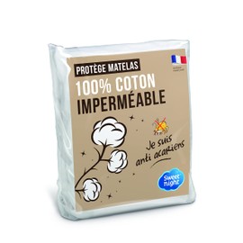 SWEETNIGHT Mattress Protector 90 x 190 cm, 100% Cotton Fleece, Waterproof and Anti-Dust Mite Mattress Topper, Quiet and Breathable, Cotton, White