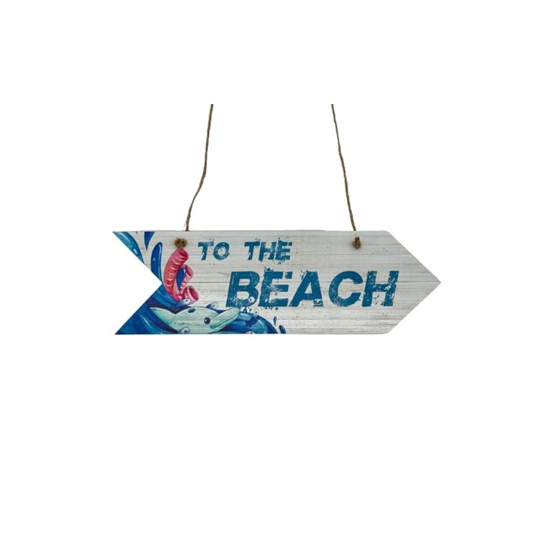 Second Ave To The Beach Arrow Wooden Hanging Home Seaside