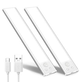 Rvhouse 2 Pack Motion Activated RV Step Lights, USB Rechargeable 72 LED Rv Light Camping Camper Lights Adjustable 3 Colours for Motorhome Travel,Travel Trailers, Camper (White