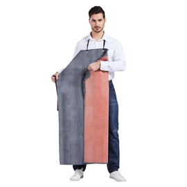 Nanxson Men’s Apron Thick Rubber Waterproof Apron Factory Butcher Adjustable Working Apron CF3024, Black Red3024, Large