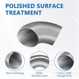 LALAGO Stainless Steel Elbow, 90 Degree 45 mm Stainless Steel Pipe Bend, Pipe Exhaust Elbow, Steel SS304 Exhaust Mandrel Bending Pipe, 90° Angle Bending Pipe (90°, 1.75 Inch)