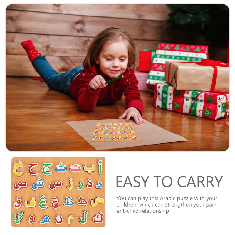 NUOBESTY Wooden Arabic Alphabet Puzzle for Kids Educational Arabic Letters