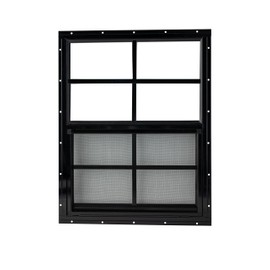 Shed Window 24x27 Flush - Vertical Slider with Bug Screen (Black)