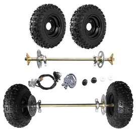 Tacsal 6" Go Kart Axle Kit, 740MM Rear Axle Kit with 2 Wheels, Tires, Rim, Brake Assembly and T8F Chain, DIY Live Axle Kit for Go Kart, Quads, Trike, Drift Bikes